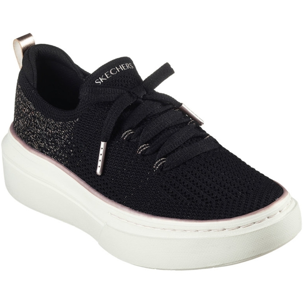 Skechers Black and White Sneakers with Breathable Upper Ladies